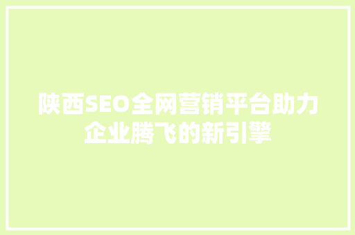 陕西SEO全网营销平台助力企业腾飞的新引擎