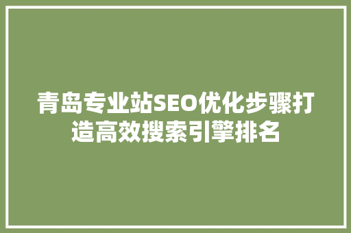 青岛专业站SEO优化步骤打造高效搜索引擎排名