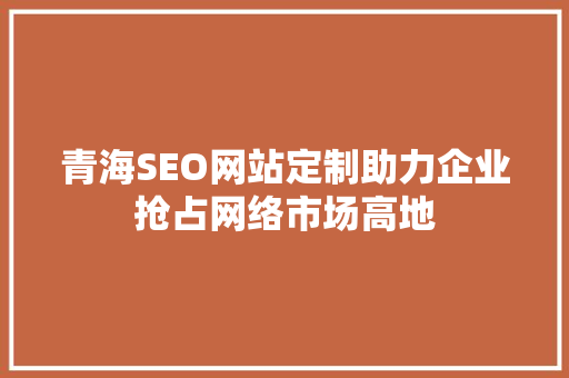 青海SEO网站定制助力企业抢占网络市场高地
