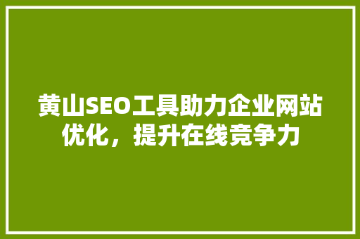 黄山SEO工具助力企业网站优化，提升在线竞争力