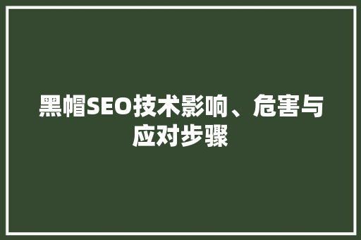 黑帽SEO技术影响、危害与应对步骤