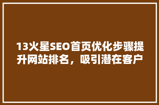 13火星SEO首页优化步骤提升网站排名，吸引潜在客户
