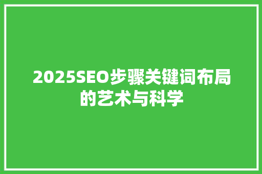 2025SEO步骤关键词布局的艺术与科学