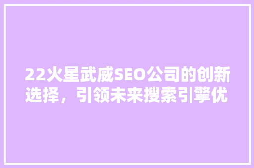 22火星武威SEO公司的创新选择，引领未来搜索引擎优化之路