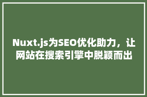 Nuxt.js为SEO优化助力，让网站在搜索引擎中脱颖而出