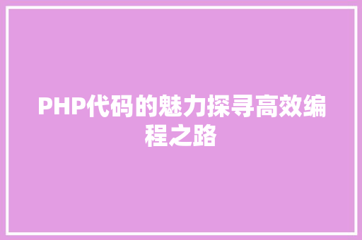 PHP代码的魅力探寻高效编程之路  第1张