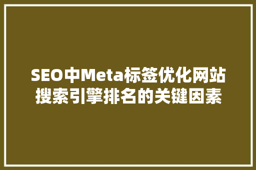 SEO中Meta标签优化网站搜索引擎排名的关键因素