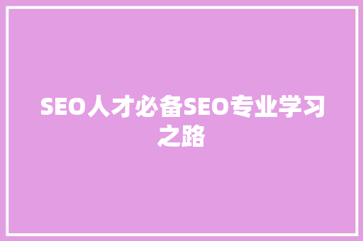 SEO人才必备SEO专业学习之路