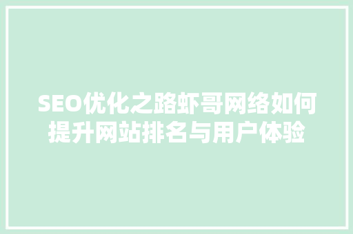 SEO优化之路虾哥网络如何提升网站排名与用户体验