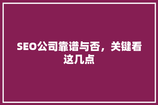 SEO公司靠谱与否，关键看这几点  第1张