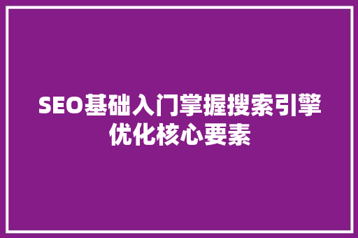 SEO基础入门掌握搜索引擎优化核心要素