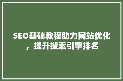 SEO基础教程助力网站优化，提升搜索引擎排名