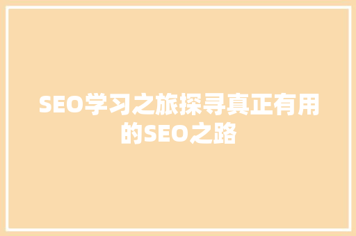SEO学习之旅探寻真正有用的SEO之路
