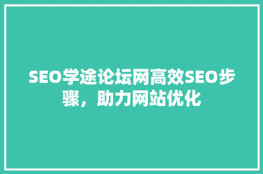 SEO学途论坛网高效SEO步骤，助力网站优化