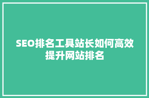SEO排名工具站长如何高效提升网站排名
