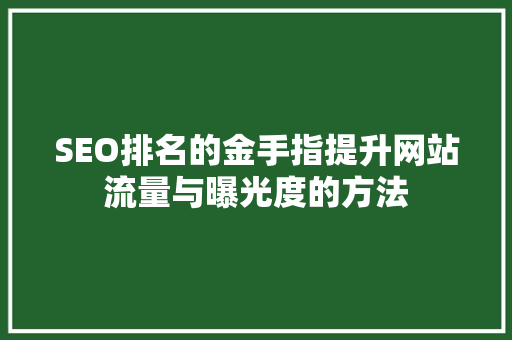 SEO排名的金手指提升网站流量与曝光度的方法