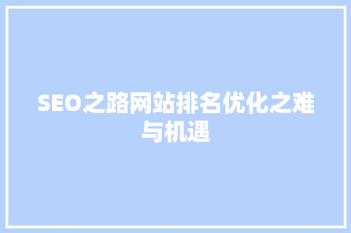 SEO之路网站排名优化之难与机遇