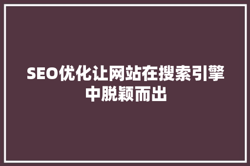 SEO优化让网站在搜索引擎中脱颖而出