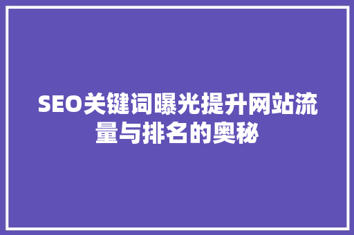 SEO关键词曝光提升网站流量与排名的奥秘