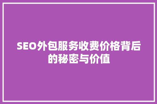 SEO外包服务收费价格背后的秘密与价值  第1张