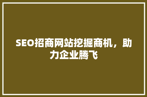 SEO招商网站挖掘商机，助力企业腾飞