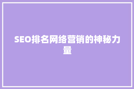 SEO排名网络营销的神秘力量