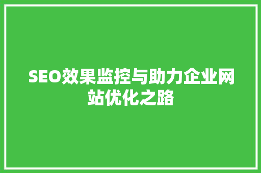SEO效果监控与助力企业网站优化之路
