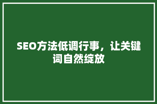 SEO方法低调行事，让关键词自然绽放