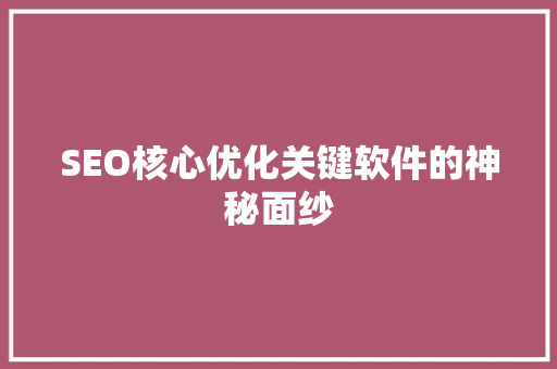 SEO核心优化关键软件的神秘面纱