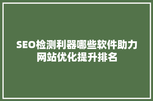 SEO检测利器哪些软件助力网站优化提升排名  第1张