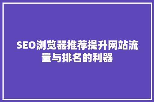 SEO浏览器推荐提升网站流量与排名的利器
