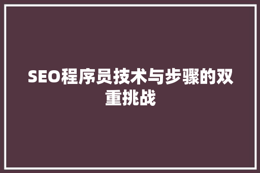 SEO程序员技术与步骤的双重挑战