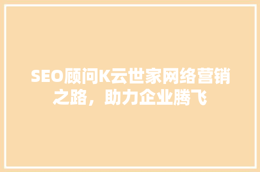 SEO顾问K云世家网络营销之路，助力企业腾飞