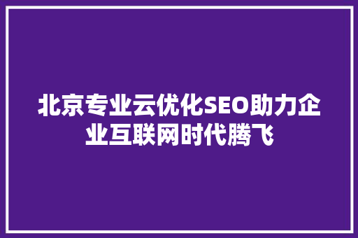 北京专业云优化SEO助力企业互联网时代腾飞