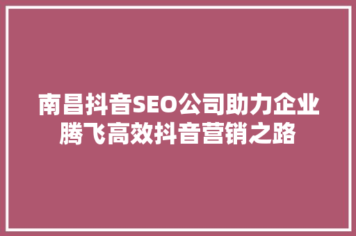 南昌抖音SEO公司助力企业腾飞高效抖音营销之路