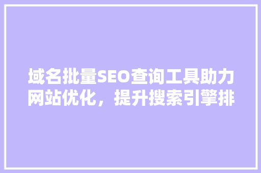 域名批量SEO查询工具助力网站优化，提升搜索引擎排名