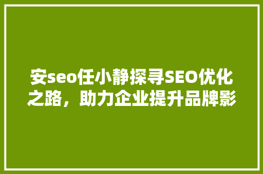 安seo任小静探寻SEO优化之路，助力企业提升品牌影响力