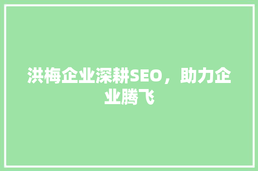 洪梅企业深耕SEO，助力企业腾飞
