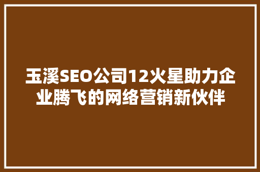 玉溪SEO公司12火星助力企业腾飞的网络营销新伙伴