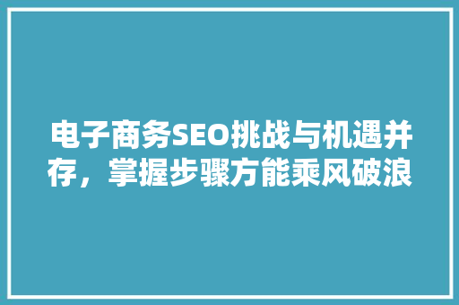 电子商务SEO挑战与机遇并存，掌握步骤方能乘风破浪  第1张