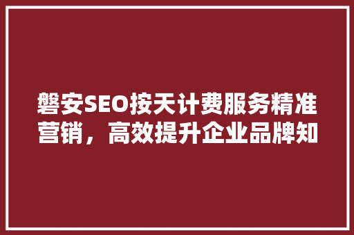 磐安SEO按天计费服务精准营销，高效提升企业品牌知名度