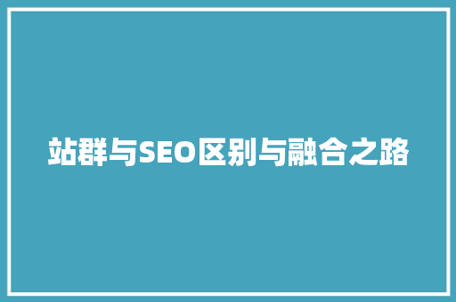 站群与SEO区别与融合之路
