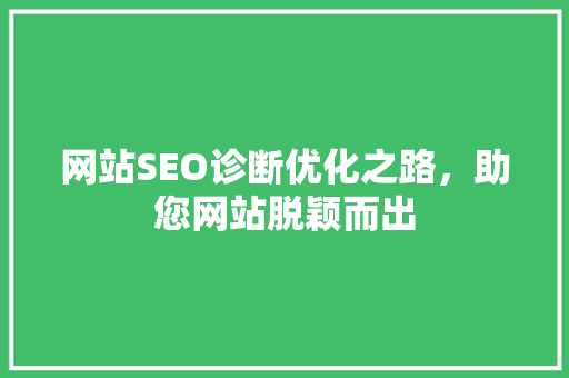 网站SEO诊断优化之路，助您网站脱颖而出