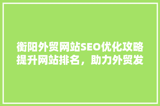 衡阳外贸网站SEO优化攻略提升网站排名，助力外贸发展