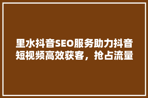 里水抖音SEO服务助力抖音短视频高效获客，抢占流量红利
