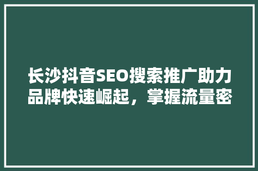 长沙抖音SEO搜索推广助力品牌快速崛起，掌握流量密码