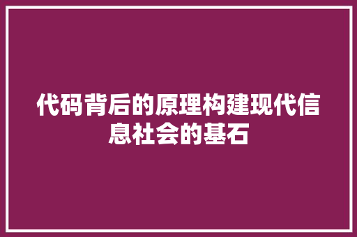 代码背后的原理构建现代信息社会的基石