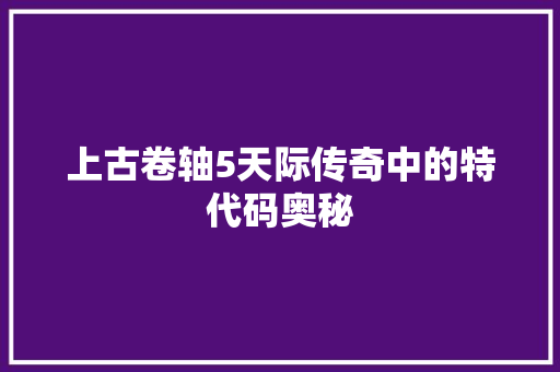 上古卷轴5天际传奇中的特代码奥秘