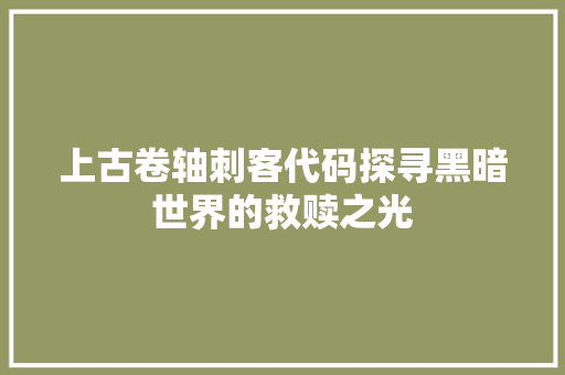 上古卷轴刺客代码探寻黑暗世界的救赎之光