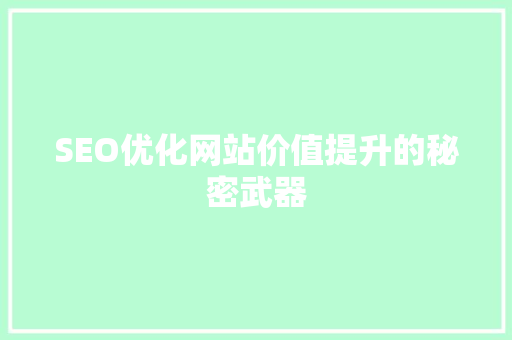 SEO优化网站价值提升的秘密武器  第1张